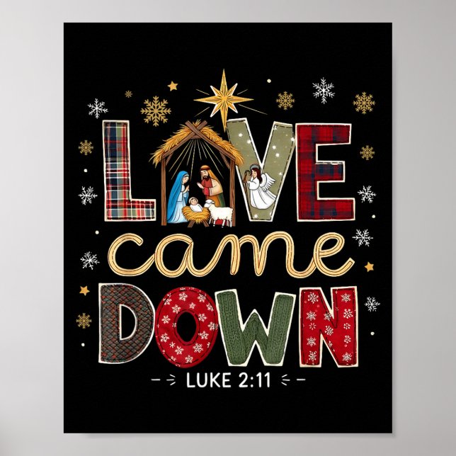 Poster Love Came Down Luke 2_11 Patchwork Christmas Art  (Devant)