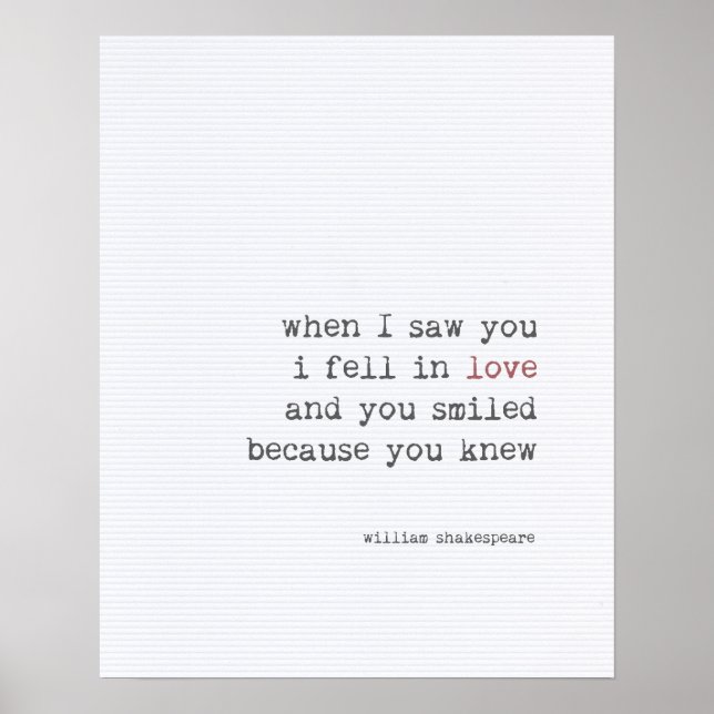 Poster Love citation art typographie Shakespeare (Devant)