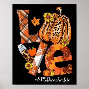 Poster LOVE Citrouille Leopard SPED Enseignant Vie Tombée