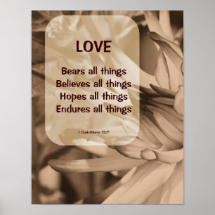 Poster Love Corinthians 13:7 Citation Inspirationnelle