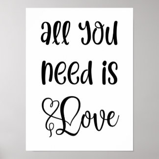 Poster Love Cote Art|Romantic Monochrome Cute Typographie