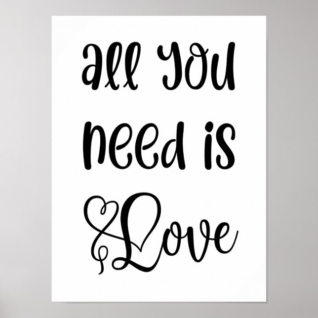 Poster Love Cote Art|Romantic Monochrome Cute Typographie (Devant)