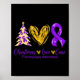 Poster Love Cure Purple Ribbon Fibromyalgie Sensibilisati