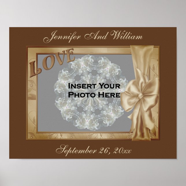 Poster Love Elegant Bow Photo Frame Wedding  (Devant)