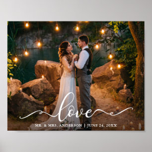 Poster Love Elegant Script Mariage mariée Groom Photo