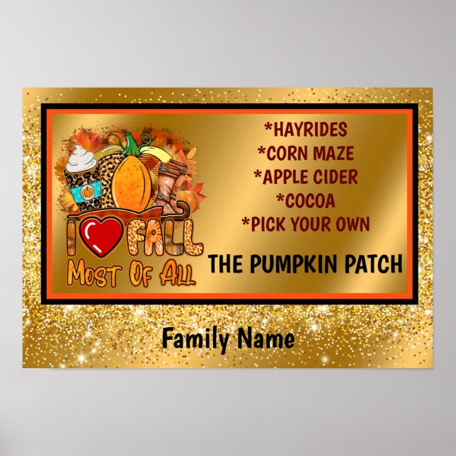Poster Love Fall Personnaliser d'automne Texte et couleur (Devant)