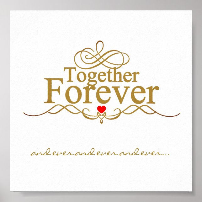 Poster Love Forever Gold Typographie (Devant)