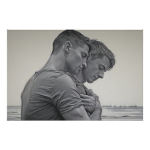 Love Gay Couple - Charcoal Sketch -