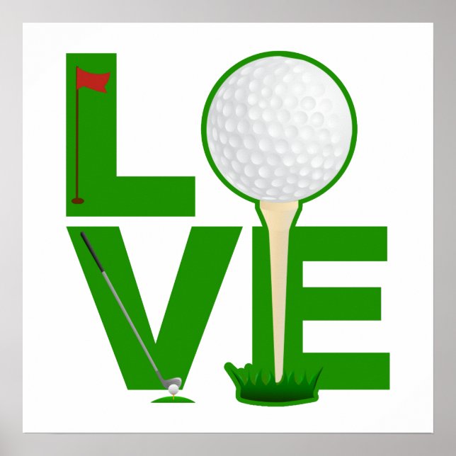 Poster LOVE Golf lettres vert (Devant)
