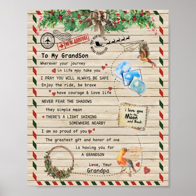 Poster Love Grandson|Lettre À Mon Petit-Fils Je Suis Fièr (Devant)
