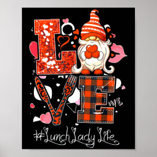 Poster Love Heart Lunch Lady Cafeteria Travailleuse Gnome