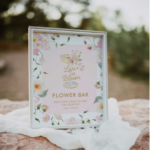 Poster Love in Bloom Fête des mariées Flower Bar Sign