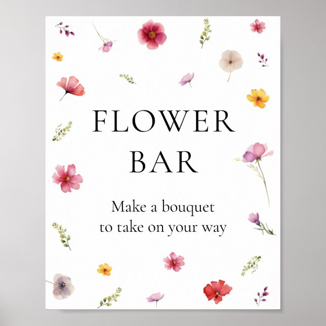 Poster Love is Blooming Fête des mariées Flower Bar (Devant)