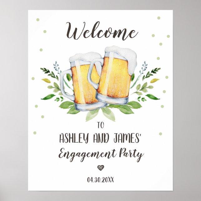 Poster Love is Brewing Engagement Party Welcome Sign (Devant)