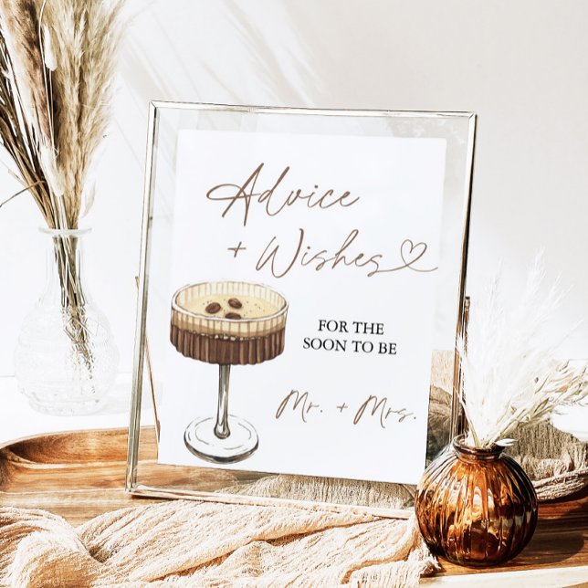 Poster Love Is Brewing Martini Advice & Wishes Sign (Créateur téléchargé)