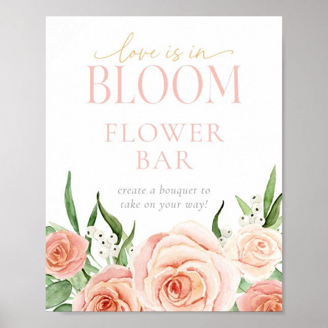 Poster Love Is In Bloom Flower Bar Station Sign (Devant)
