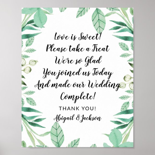 Poster Love is Sweet Citation Mariage Réception Traite Si (Devant)