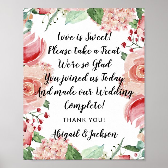 Poster Love is Sweet Citation Mariage Réception Traite Si (Devant)
