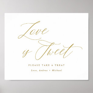 Poster Love is Sweet Gold Mariage Signer Élégant Script