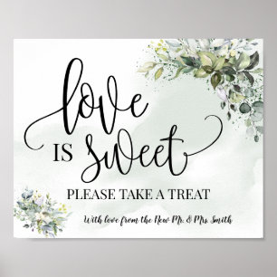 Poster Love is Sweet table de dessert de mariage eucalypt