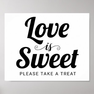 Poster Love is Sweet typographie mariage barre de bonbons