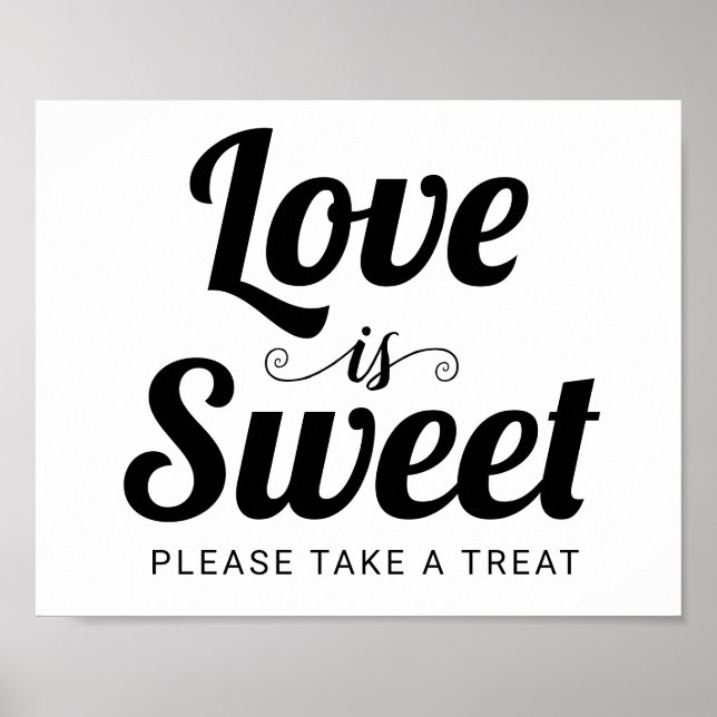 Poster Love is Sweet typographie mariage barre de bonbons (Devant)