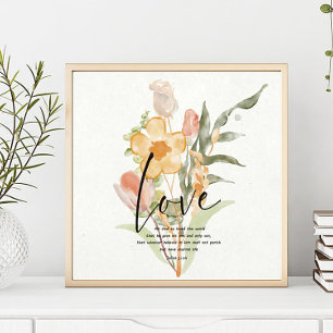 Poster Love-John 3:16 orange floral