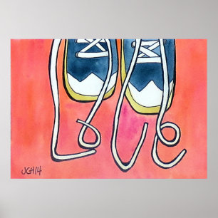 Poster Love Laces Aquarelle Chaussure et Peinture Shoelac