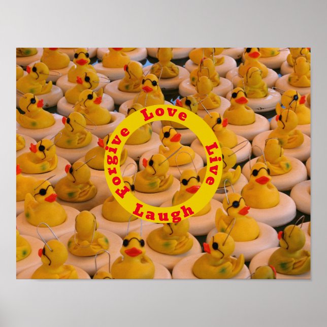 Poster Love Laugh Live Rubber Ducks Mots Inspirationnels (Devant)