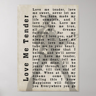 Poster Love Me Tender Pose Shadow Song Lyric Print