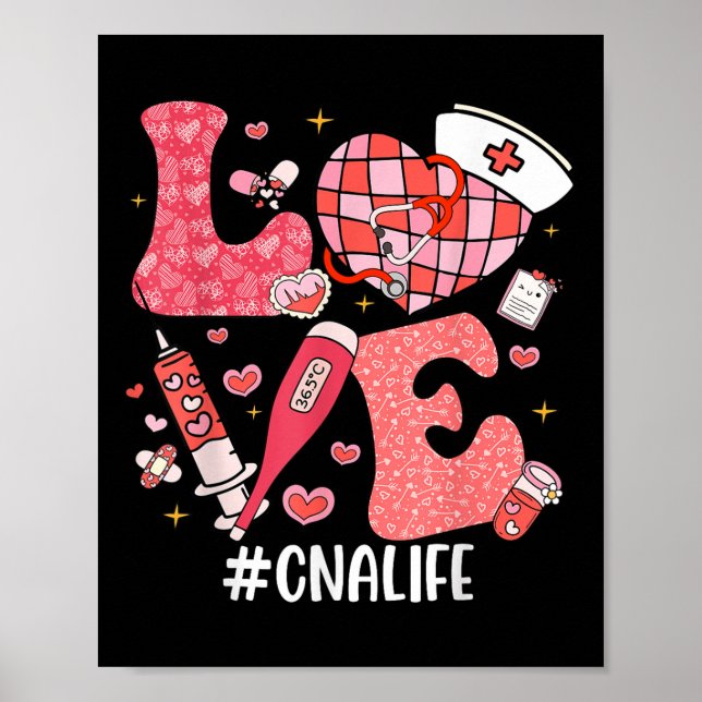 Poster Love Nurse Life Cna Life Disco Heart Nurt Week (Devant)