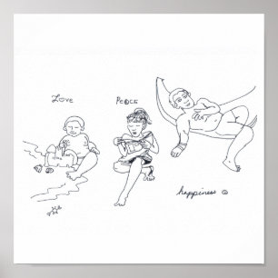 Poster LOVE PEACE HAPPINING print