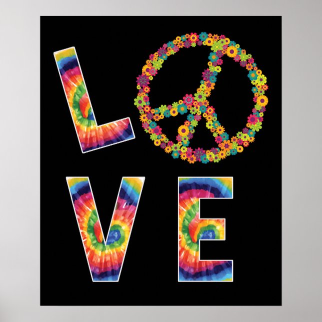 Poster LOVE Peace HIPPIE Costume Cravate Die 60s les anné (Devant)