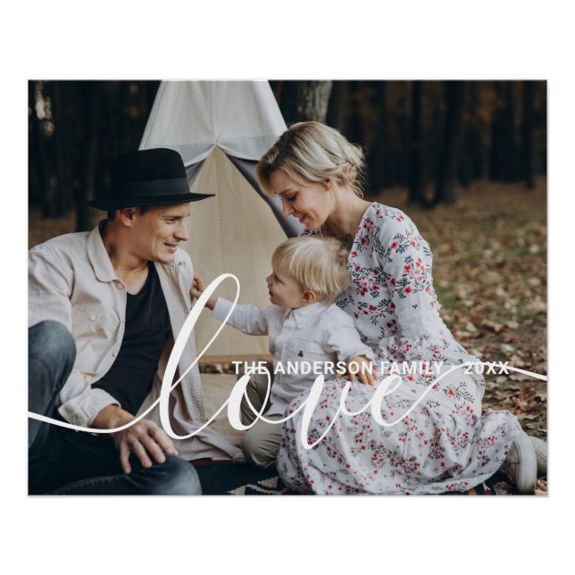 Poster 'Love' Photo de famille personnalisée avec nom per (Devant)