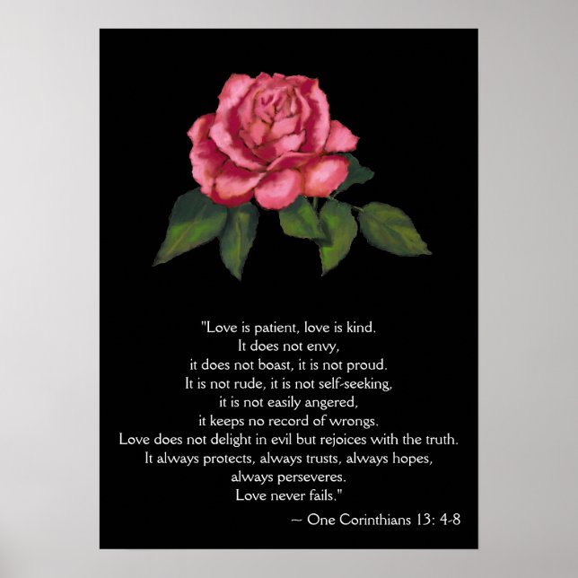 Poster LOVE POSTER/ CORINTHIANS 13 : Rose rose (Devant)