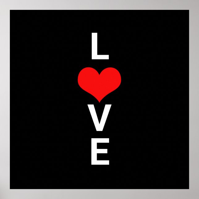 Poster Love Red Heart mignon Saint Valentin Blanc Noir (Devant)