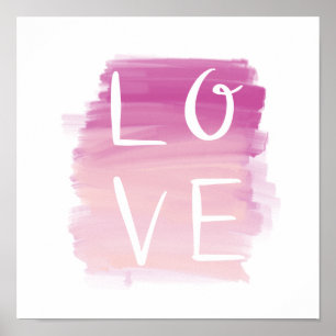 Poster Love Rose Brush Moderne Calligraphie Valentine Art