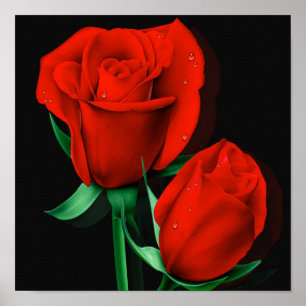 Poster Love Rouge Rose Noir