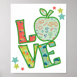 Poster Love School Apple, Drake Back to School