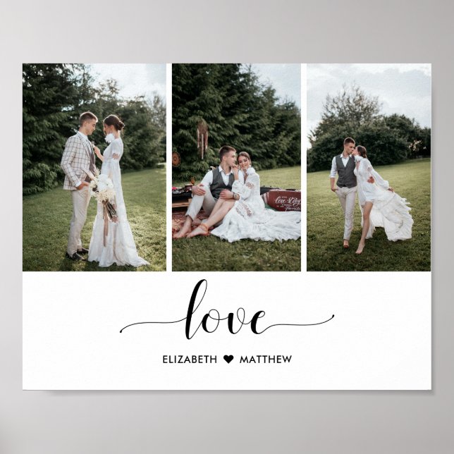 Poster Love Script manuscrit Customisé Mariage 3 Photo (Devant)