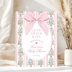 Poster Love Shack Baby Coquette Bow Baby shower Bienvenue