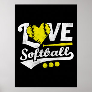 Poster Love Softball pour filles Ados, Femmes mignonnes s