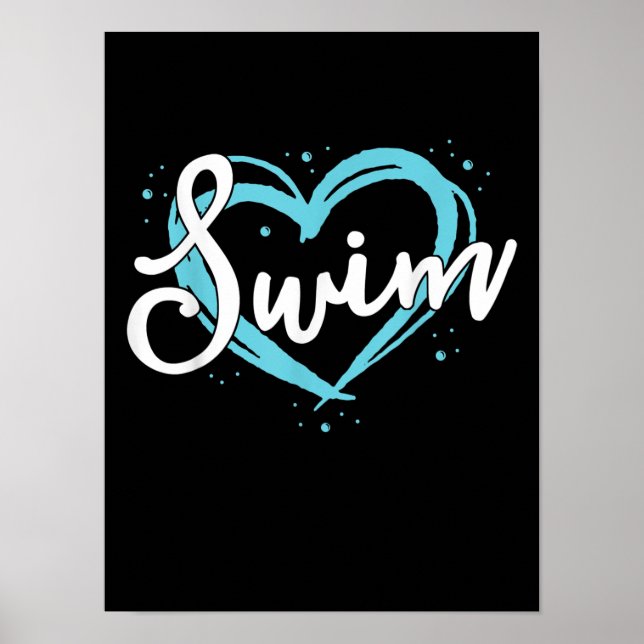 Poster Love Swim Team Heart Lover Blue Swimmer (Devant)