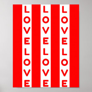 Poster Love texte rouge et blanc