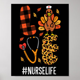 Poster Love Turquie Stethoscope Infirmière Thanksgiving F