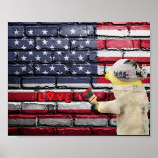 Poster Love USA graffiti art mur.