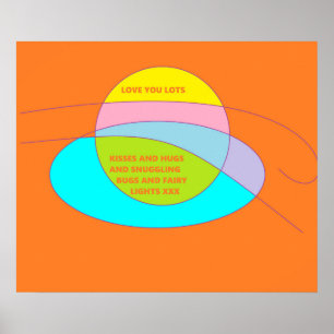Poster Love you lots message sur le design orange et bleu