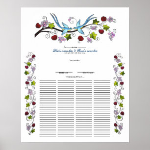 Poster Lovebirds, 120 invités Certifié Mariage Quaker