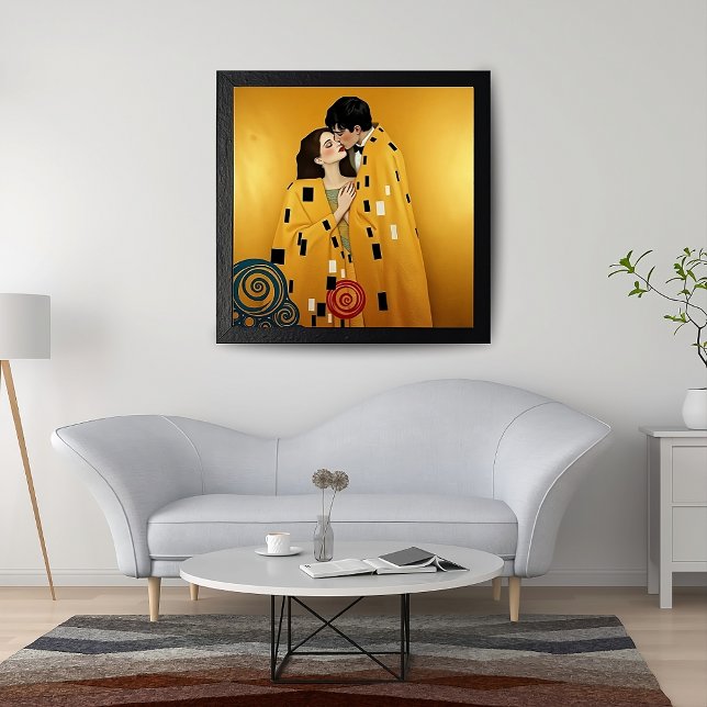 Poster Lover Couple Kissing in Gold ❤️ Nouveau Art (Créateur téléchargé)