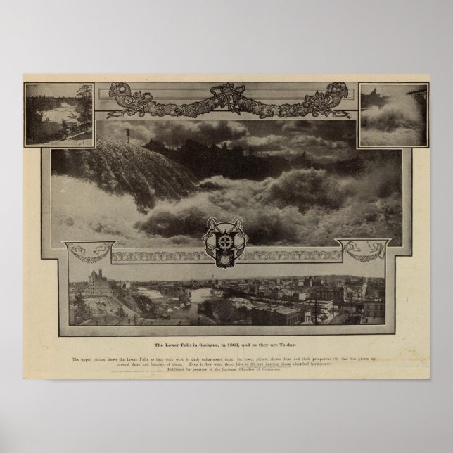 Poster Lower Falls, Spokane (Devant)